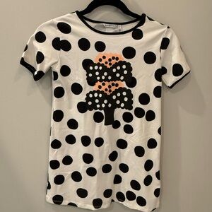 Marimekko Girls’ Dress/Tunic Polka Dot White Black Peach Size 6/7